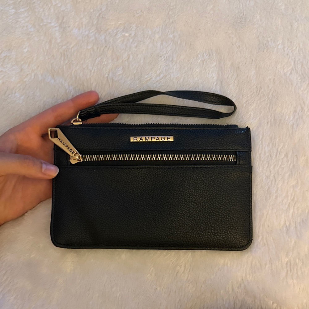 Rampage Black and Gold Wristlet Clutch
